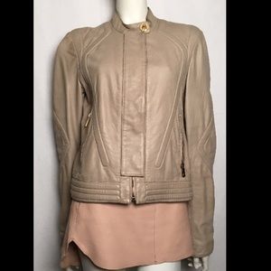 Faith Connexion Beige Leather Jacket sz 40